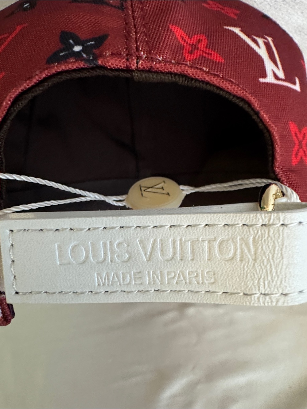 Louis Vuitton Burgundy Baseball Cap with Monogram Motif/White Leather Trim🔥New! - Picture 8 of 8